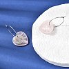 Natural Rose Quartz & 304 Stainless Steel Hoop Earrings for Women EJEW-G475-05P-08-3