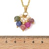 Natural Multicolor Tourmaline Dice Tassel Pendant Brass Cable Chain Necklaces with Natural Pearl for Women NJEW-JN06472-4