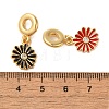 Rack Plating Brass Pave Clear Cubic Zirconia European Dangle Charms KK-P279-01G-3