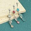 304 Stainless Steel Cubic Zirconia Teardrop Dangle Belly Rings WG60E11-01-4