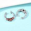 316 Stainless Steel Pave Red Cubic Zirconia Clip on Hoop Nose Rings AJEW-C044-14AS-2