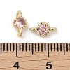 Brass Cubic Zirconia Flat Round Connector Charms KK-H204-02KCG-06-3