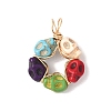 Copper Wire Wrapped Dyed Synthetic Turquoise Skull Beaded Pendants PALLOY-JF04676-3