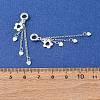 925 Sterling Silver Flower with Heart Tassel European Dangle Charms STER-K187-01S-3