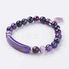 Natural Agate Beads Charm Bracelets BJEW-K164-C-2