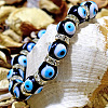 DELORIGIN 1 Strand Handmade Evil Eye Lampwork Beads Strands LAMP-DR0001-01B-6