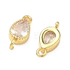 Brass Pave Cubic Zirconia Teardrop Connector Charms KK-P348-09G-03-2