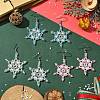 3Pairs 3 Colors Christmas Snowflake Glass Seed Braided Dangle Earrings EJEW-MZ00236-2