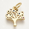 Brass Micro Pave Cubic Zirconia Charms X-ZIRC-S061-56G-2