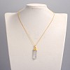 Brass Natural Crystal Pencil Pendant Necklaces NJEW-JN01141-5