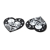 Heart with Skull Pattern Opaque Double-sided Printed Acrylic Pendants X-SACR-F009-03-2
