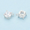 925 Sterling Silver Pave Clear Cubic Zirconia Flat Round Charms STER-T008-69S-02-3