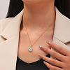 Brass Micro Pave Colorful Cubic Zirconia Enamel Evil Eye Triangle Pendant 304 Stainless Steel Cable Chain Necklaces for Women WG15CC8-01-3