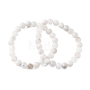 Natural Moonstone Round Beaded Stretch Bracelets for Men Women BJEW-G743-01G-4