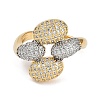 Brass Micro Pave Cubic Zirconia Cuff Rings RJEW-U030-01G-02-2