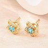 Brass Micro Pave Cubic Zirconia Stud Earrings for Women KK-A305-10G-5