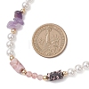 Round Cherry Quartz Glass & Natural Amethyst Chip & Rhodonite Baeded Necklaces for Women NJEW-JN05634-3