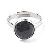 Half Round Natural Black Agate Finger Rings RJEW-M062-01P-30-2