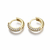Brass Micro Pave Cubic Zirconia Huggie Hoop Earrings LS-EJEW-R144-004E-NF-2