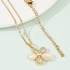 Flower Brass Micro Pave Cubic Zirconia Pendant Neckalces for Women NJEW-C076-05G-1