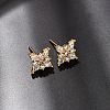 Brass Micro Pave Clear Cubic Zirconia Stud Earrings for Women EJEW-F418-18G-4