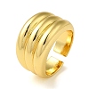 Rack Plating Brass Grooved Open Cuff Rings RJEW-M162-20G-1