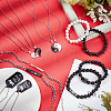 Valentine's Day Heart & Yin Yang & Rectangle Alloy Pendant Necklaces & Link Bracelet & Natural Lava Rock Stretch Bracelets SJEW-AN0001-39-7