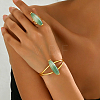 Bohemian Style Horse Eye Natural Agate & Metal Cuff Bangle & Ring Set for Women Party and Evening Wear ZI1822-2-2