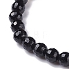 Natural Tiger Eye & Moonstone & Black Stone & Cherry Quartz Glass Round Beads Stretch Bracelets Set BJEW-JB07293-4