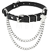 1Pc PU Leather with Heart Alloy Link Chain Tassel Choker Necklaces for Women NJEW-CL0001-33-1