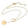 Adjustable 304 Stainless Steel Coin Pendant Lariat Necklaces NJEW-H093-01G-4