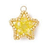 Glass Seed Beaded Star Pendants PALLOY-MZ01083-03-1