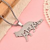 304 Stainless Steel Hollow Cat Shaped Pendant Box Chain Necklaces NJEW-M086-06P-4