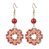 Flower Handmade Glass Seed Beads Dangle & Drop Earrings EJEW-MZ00679-02-3