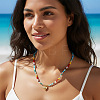 Beach Colorful Glass Beaded Alloy Heart Pendant Necklaces for Women NM2683-1