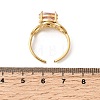 Brass Micro Pave Glass Cuff Rings for Women RJEW-K312-05G-5
