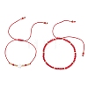 2Pcs Adjustable Glass Seed Beads & Glass Beads Braided Bead Bracelets Set BJEW-MZ00287-01-2
