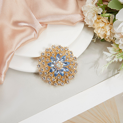 Flower Alloy Rhinestone Brooches for Backpack Clothes JEWB-WH20011-02C-1