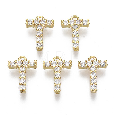 Brass Micro Pave Cubic Zirconia Charms KK-T060-05-T-G-NF-1