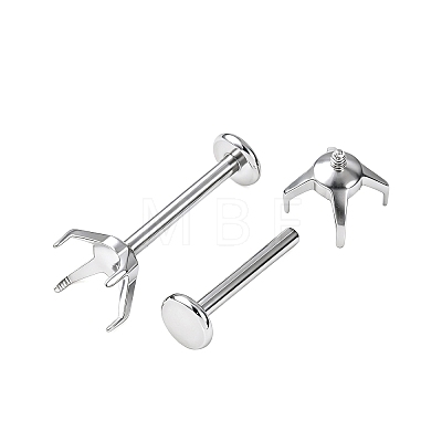 304 Stainless Steel Prong Earring Settings SA-CBA8B85-11D-03-1