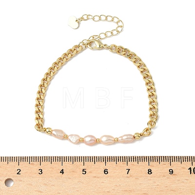 Natural Pearl Beaded Link Bracelets BJEW-A038-02G-1