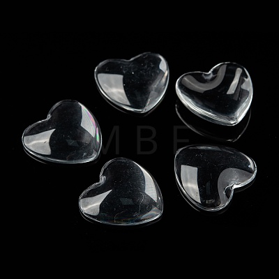 Transparent Glass Heart Cabochons GGLA-R021-25mm-1