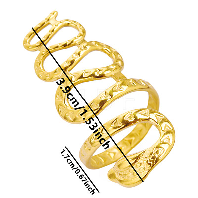 Stylish Vintage Stainless Steel Snake Wrap Cuff Ring for Women KK7356-2-1