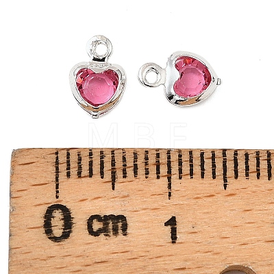 Heart Brass Glass Charms KK-S385-01S-03A-1