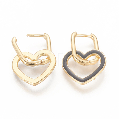 Golden Plated Brass Huggie Hoop Earrings EJEW-L234-71-1