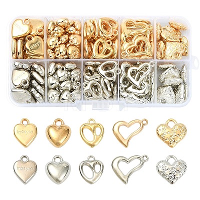 170Pcs 10 Styles CCB Plastic Pendants CCB-YW0001-82-1