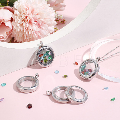 4Pcs Stainless Steel Locket Pendants STAS-BBC0010-31A-1