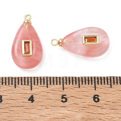 Cherry Quartz Glass Pendants KK-D289-28C-G-1