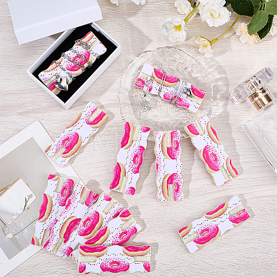 12Pcs Donut Printed Polyester Necklace Anti-Winding Display Cards CDIS-OC0001-14C-1