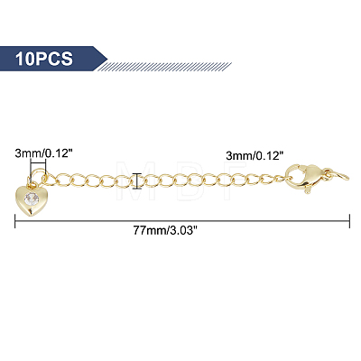 Unicraftale 10Pcs Brass Curb Chain Extender KK-UN0001-37-1
